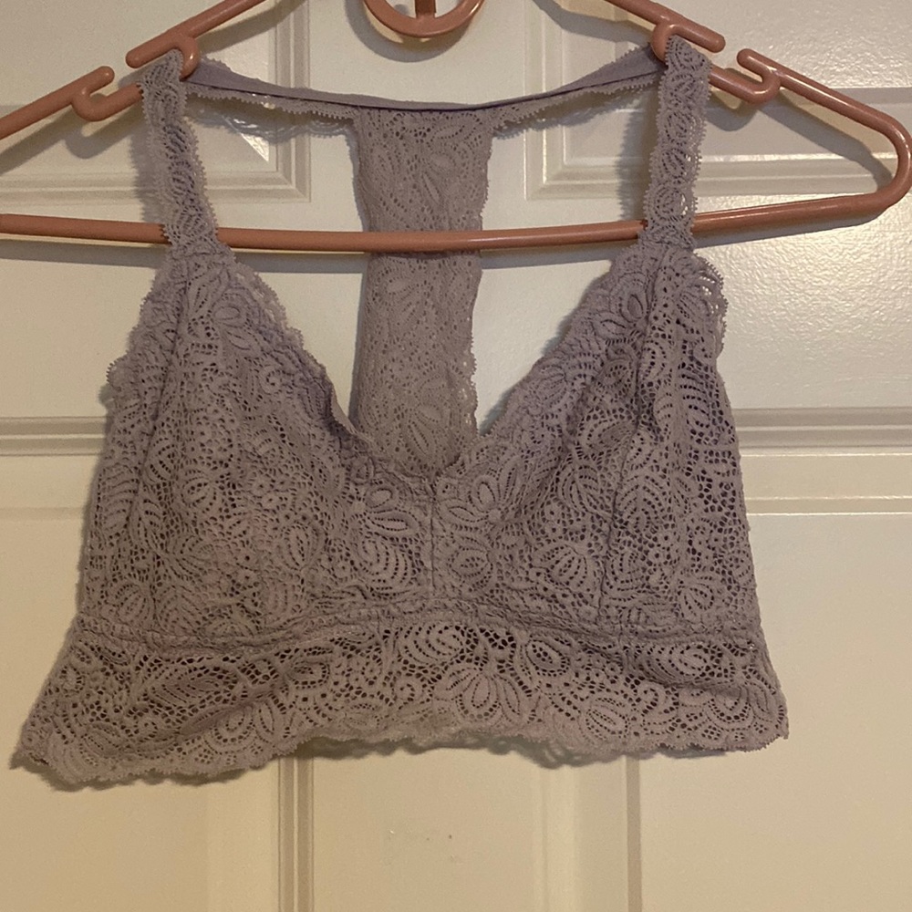 Purple bralette.